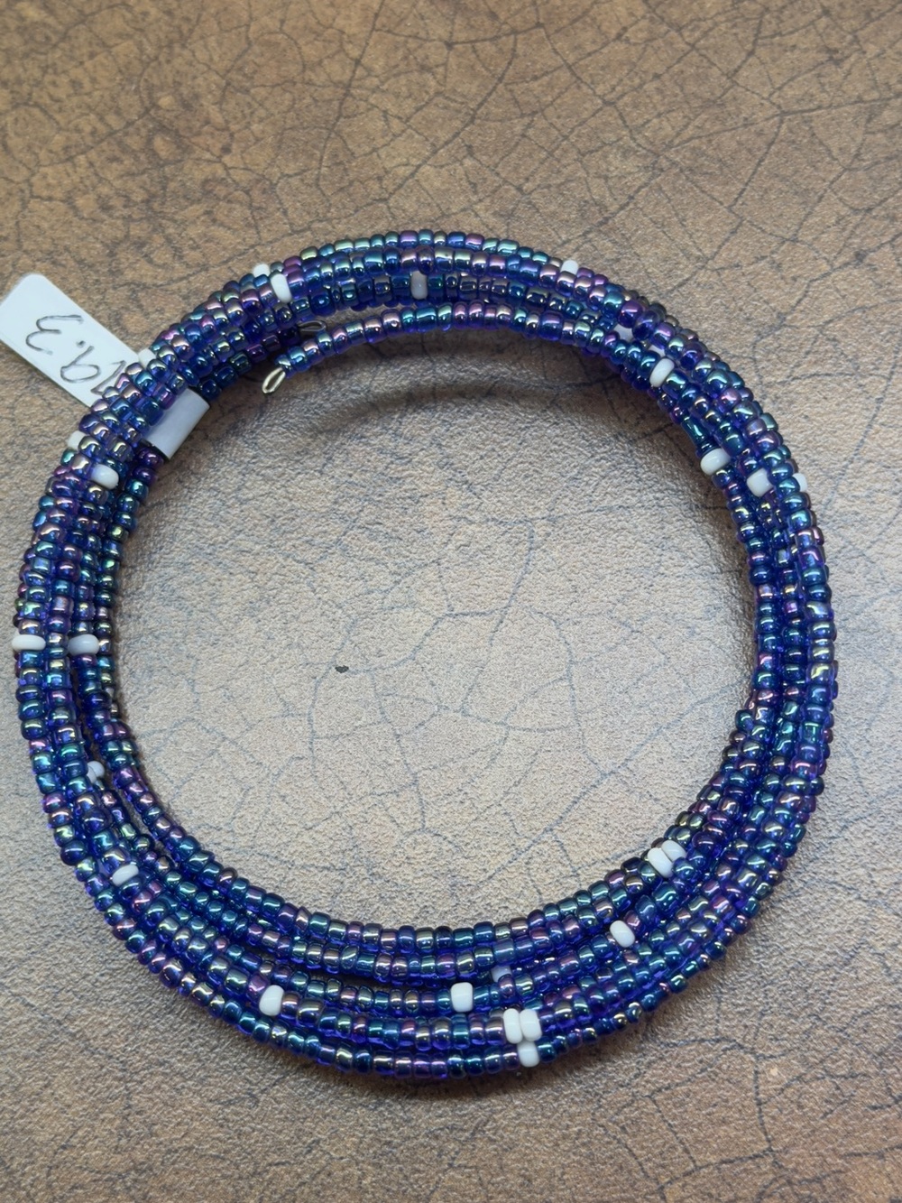 Beaded Wrap Bracelet - Iridescent Purple & Blue